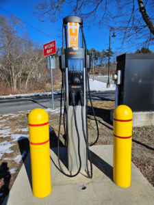 Photo of Electric Vehicle charger at the South Acton Commuter Rail parking lot.