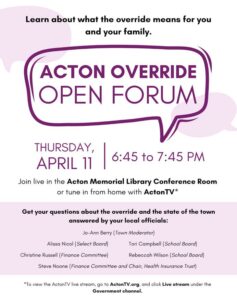 graphic for Acton Override Open Forum