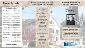 Program from the Modern Women in Acton’s History Month event